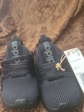 adidas Babys Navy and Black Knit Slip-On Sneakers